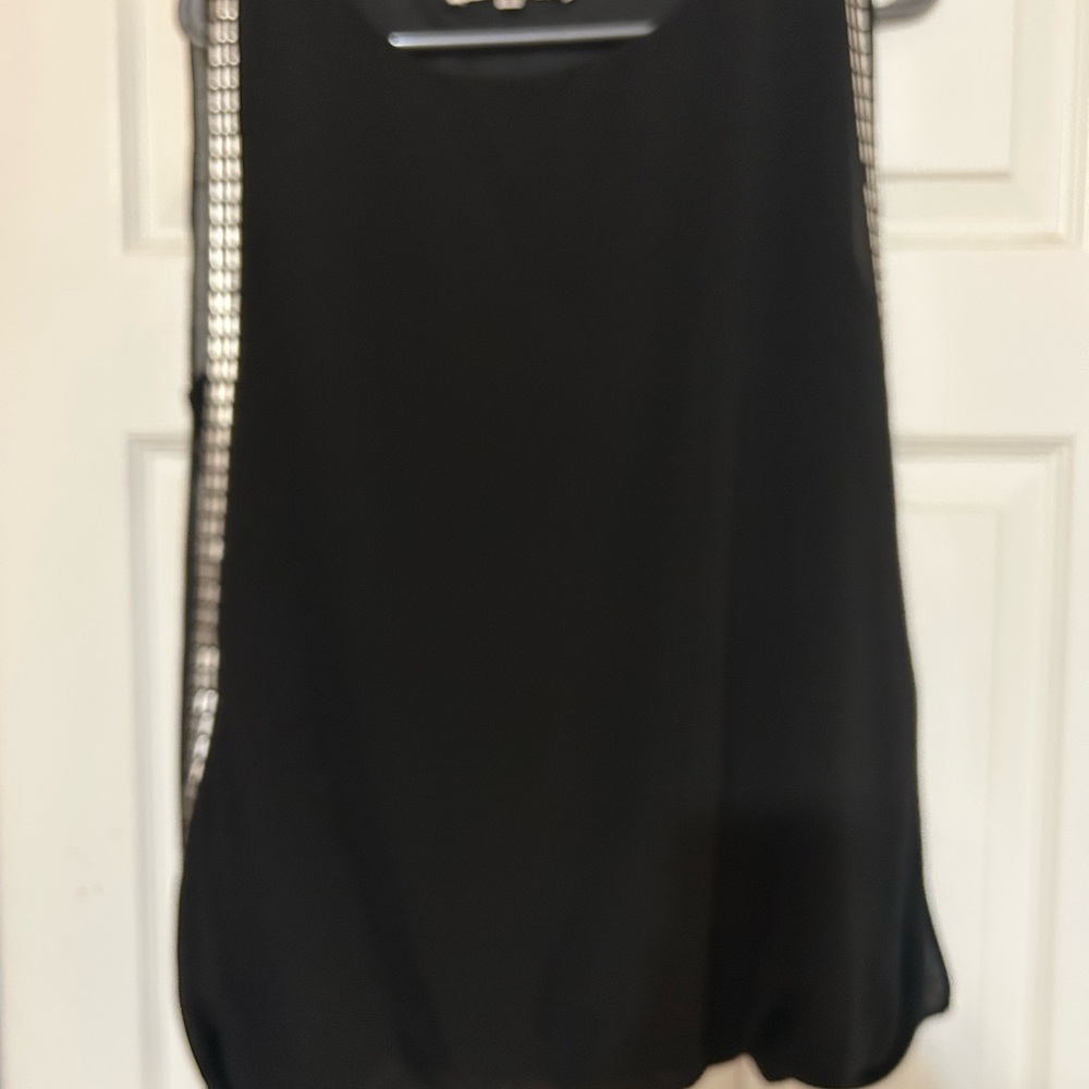 Elegant Black Tank Top with Silver Accents
